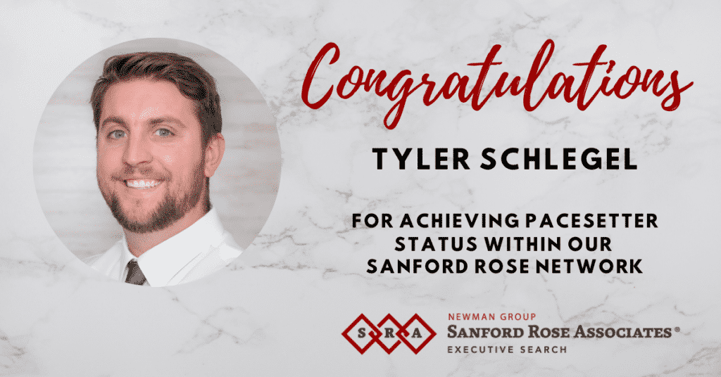 congratulating Tyler Schlegel for achieving pacesetter status within our Sanford Rose Network
